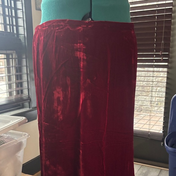 Eileen Fisher Velvet Maxi Skirt in Deep Red - Picture 2 of 4